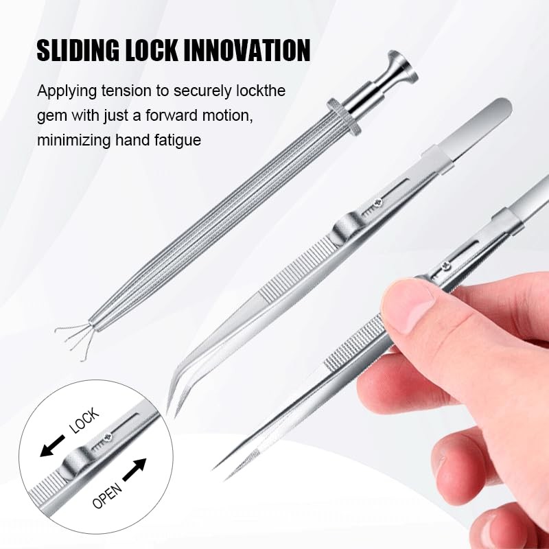 Vierone 3Pcs Piercing Tool Set - Stainless Steel Tweezer Clamp