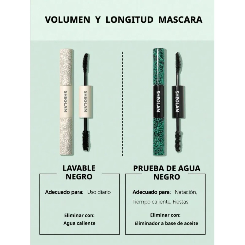 Sheglam Máscara De Pestañas 2 En 1 Volumen Y Alargamiento