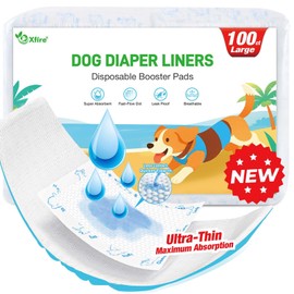 Dog Diaper Liners 100ct, Upgraded Ultra-Thin & Super Absorbent Dog Diapers Booster Pads for Male and Female Dogs, Disposable Doggy Diapers Inserts for Dog Belly Bands Wraps Period Panties (Large)