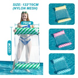 Yisscen Water Hammock, Inflatable Swimming Bed, 4-in-1 Lounge Chair Pool, Inflatable Hammock, Pool Float Hammock, Inflatable Swimming Bed, for Children, Adults, Party, Swimming Pool, Beach (Blue)