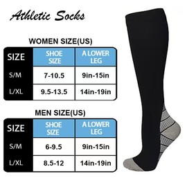 JIRFZUY Compression Socks for Women Men 2 Pair Support Socks Knee High Athletic Socks for Running, Cycling, Yoga, Fitness (Nylon S/M, Grey)