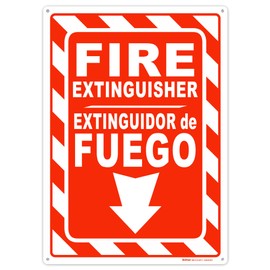Brimar - 10 x 14" - Bilingual Fire Extinguisher Sign - Polyethylene Plastic - Bilingual Design - Easy Installation
