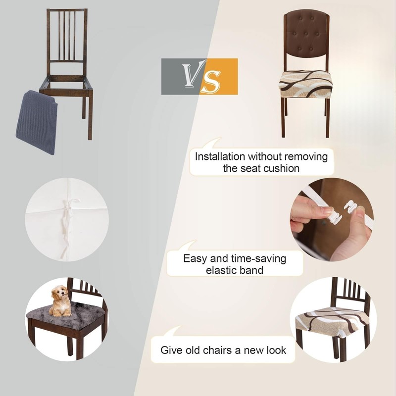 Thougthings Dining Chair Seat Covers, Soft Removable Washable Dining Room