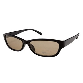 Mukojima PY1227-2 Sunglasses UV Protection Lens, Light Fox-Shaped, Sepia x Black