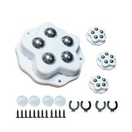 Metal Ball casters, Furniture Sliding 360 Degree Swivel Wheels, Load-Bearing Silent Pulleys, self-Adhesive/Screwed (White, 5 Steel Ball, 4)