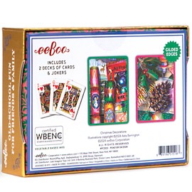 eeBoo Piece & Love: Christmas Decorations - Adult Playing Cards, Set of 2 Traditional Decks W/Beautiful Artwork & Gilded Edges, Vegetable Based Inks