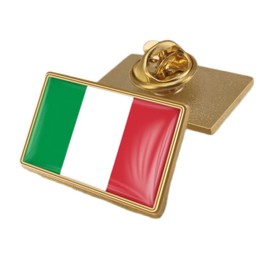 SHEPUT Italy flag resin lapel pin Italian badge brooch (rectangle)