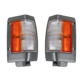Black Parking Corner Side Marker Signal Light Lamp Pair Set for 90-97 D21 Pickup