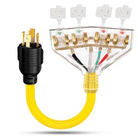 LAVANDINO 30 Amp 4 Prong Twist Lock to 110 Adapter Cord, Generator Locking Plug NEMA L14-30P to Four 5-15R 5-20R Outlets