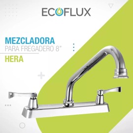 EcoFlux Llave Mezcladora Para Fregadero Tarja Cocina Ecoflux Acabado Cromado Color Plateado