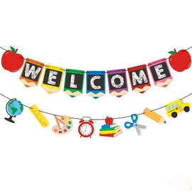 Mollytek Welcome Garland, Welcome Banner, Decoration, Back to School, Kindergarten Decoration, Birthday Celebration, Sports Party, Cultural Festival, Nursery School, Entrance Ceremony, Classroom, Wall Decoration, Photos, Props