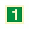 Glow In The Dark Number 1 Sign 100mm x 100mm - Rigid Plastic