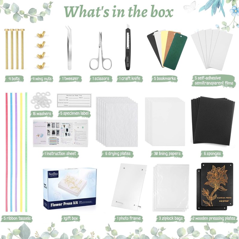 Suziko Large Flower Press Kit 11.8 x 8.7 inch 6