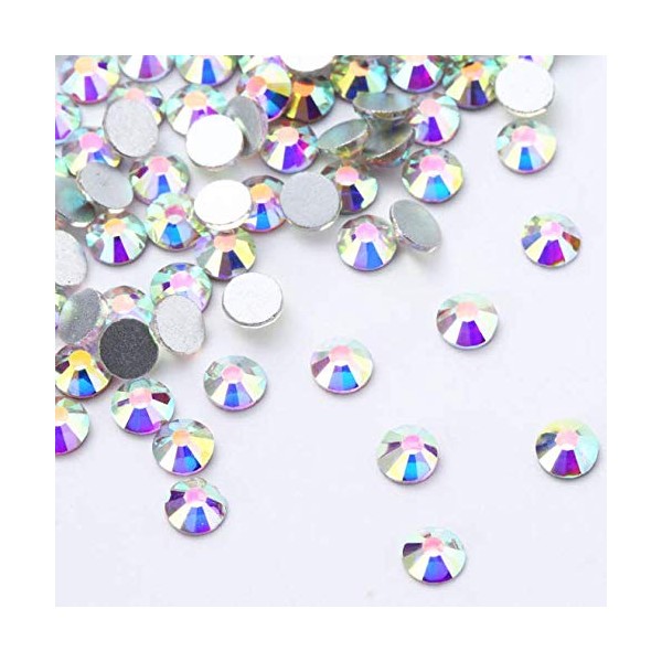 KDDOM 1440 Pieces SS6 Crystal Flat Back Brilliant Round Rhinestones Glass Stones Glitter Gems Transparent Faux Diamond (Crystal AB, 2.0MM)
