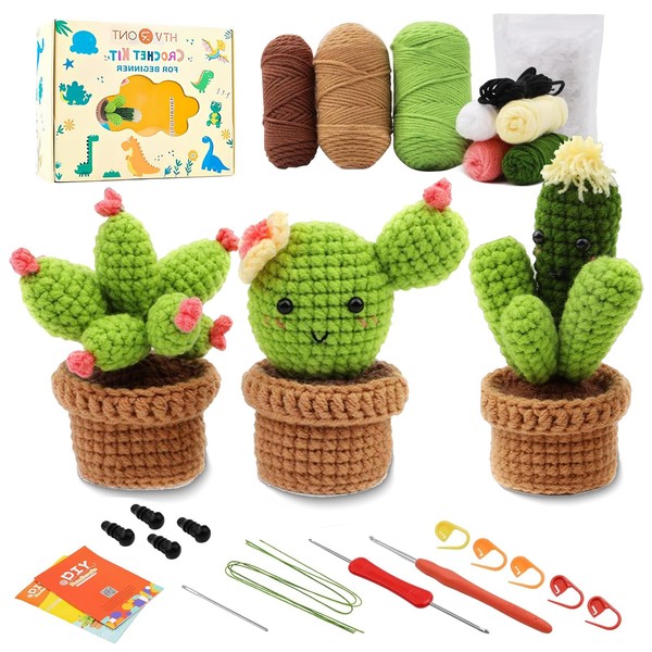Lonsien Crochet Set for Beginners 3 Cactus Crochet for Beginners