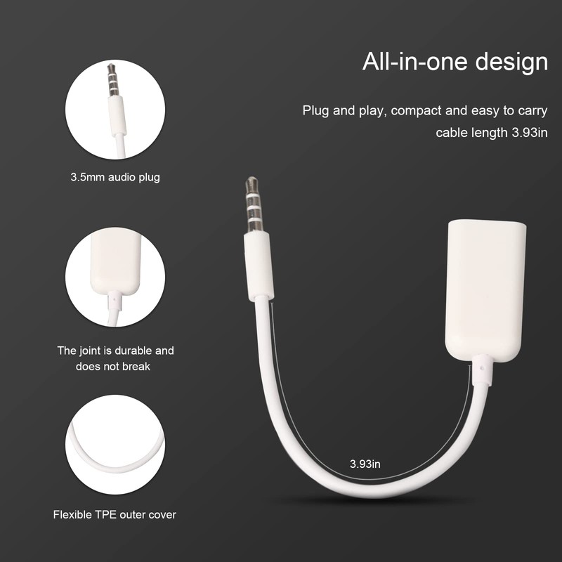 Oxsubor AUX to USB Adapter, 3.5mm Male Audio Jack to