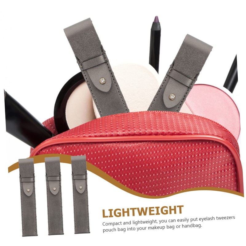 SAFIGLE 3Pcs Eyelash Extension Tweezers Pouch Makeup Tool Container for