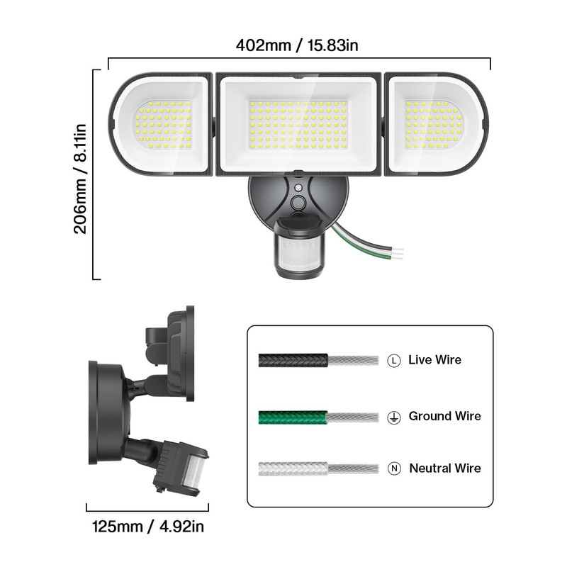 Olafus 180W Motion Sensor Outdoor Lights, 18000lm Dusk to Dawn