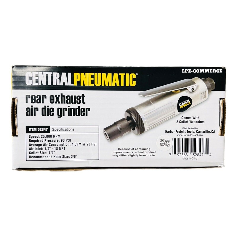 Central Pneumatic 1/4" Air Die Grinder rear exhaust compact 52847
