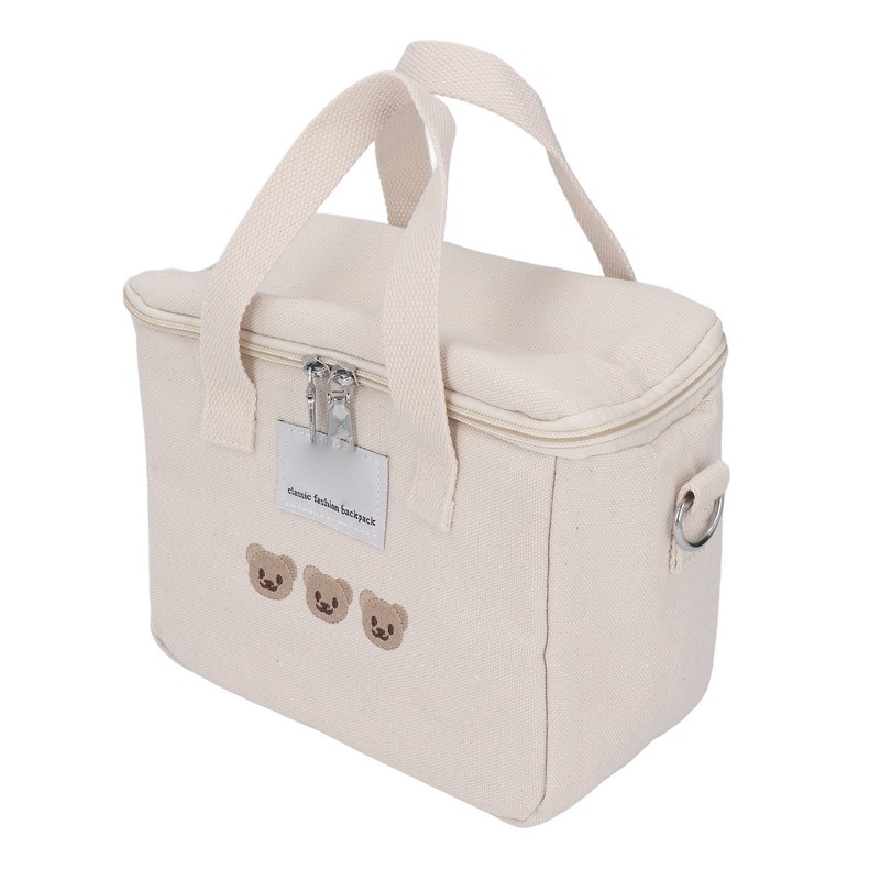Diaper Shoulder Bag Oxford Cloth Large Capacity Embroidery Bear Pattern