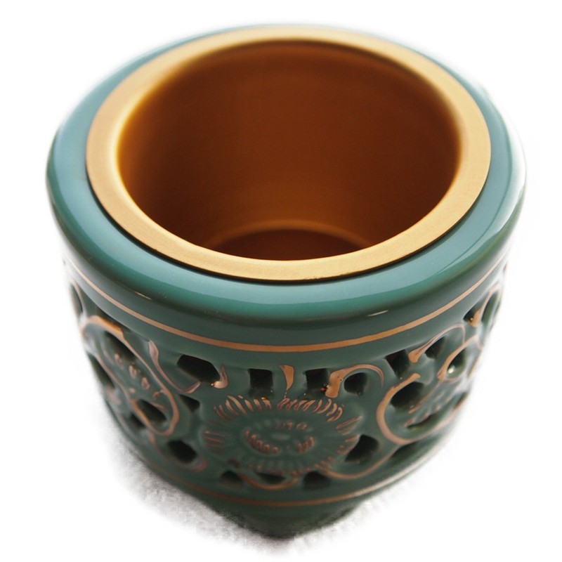 Incense Burner, Jodo Shinshu Buddhist Altar, Higashi, Otani School Crest
