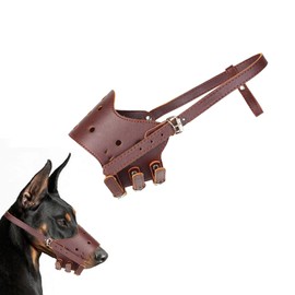 yolzhxe Maulkorb Hunde, Verstellbare PU Leder Hunde Maulkorb, Atmungsaktive Bequem Hundemaulkorb, Sicher Dog Muzzle, Fressschutz Giftköderschutz Gegen Bellen, für Kleine, Mittel Hund (Braun, S)