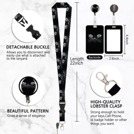 Cute Cat Card Holder ID ID Badge Detachable Lanyard with Retractable Clip for Key Chains, Business Cards, Door Cards, ID Cards