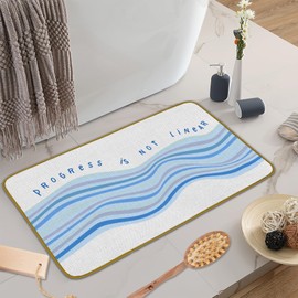 JUIOEIU Classroom Welcome Mat Blue Mental Health Doormat, Progress is Not Linear Floor Mat, Abstract Minimalist Blue Welcome Doormat for Home Indoor Outdoor Front Door Porch Entrance (17 x 30 Inch)