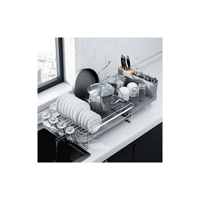 Kitsure Large Dish Drying Rack - Extendable Dish Rack, Multifunctional