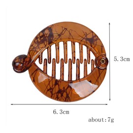 Fodattm 4 PCS French Small Banana Hair Clip Hair Comb Round Ponytail Holder Hair Claw Fashion Interlocking Banana Combs Flat Shark Hair Clincher (D#)