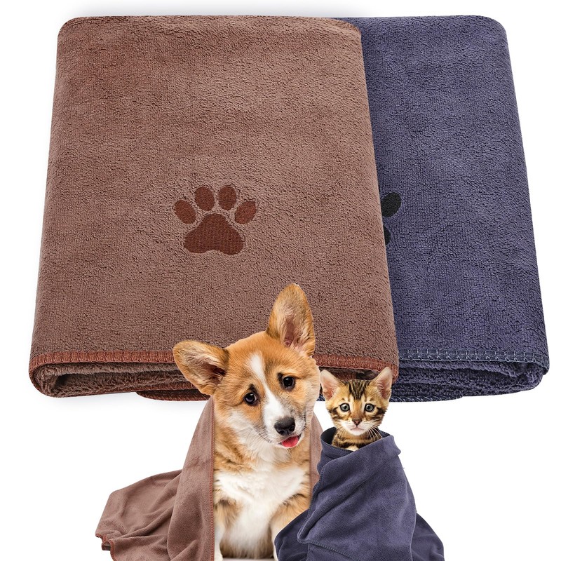 GSrenyu 2 Pack Dog Towels, Large Dog Towels for Drying