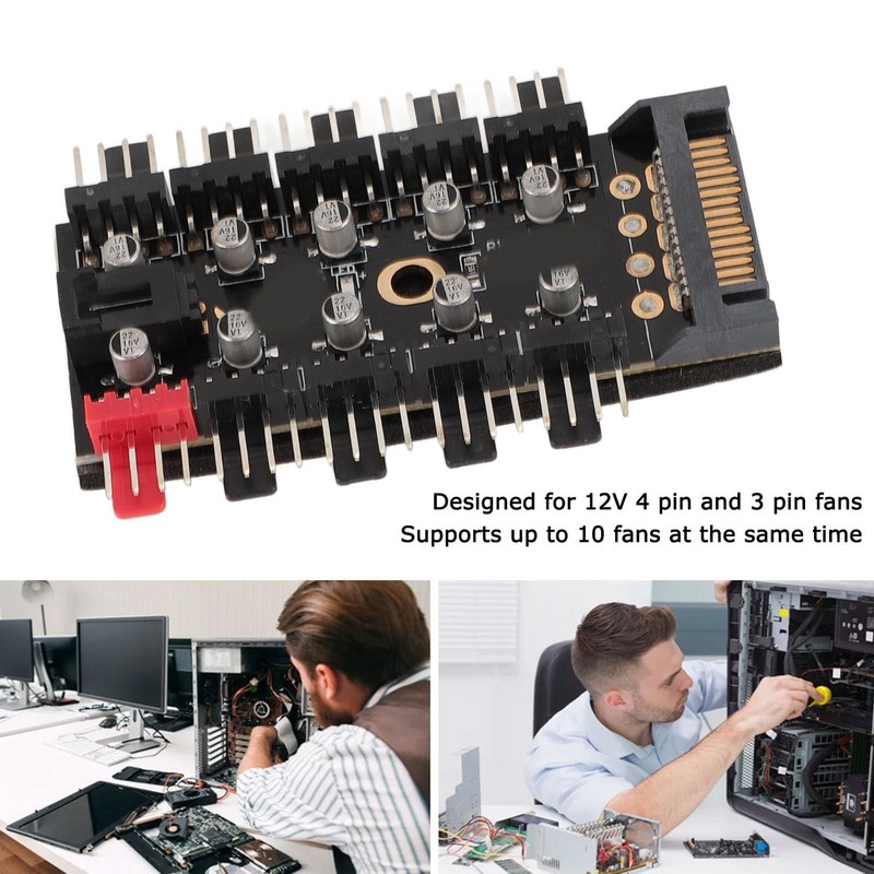 PC Chassis Fan Hub CPU Cooling Hub 10 Port 12V