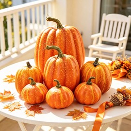 7 Calabazas Artificiales, Calabazas Decorativas de Halloween
