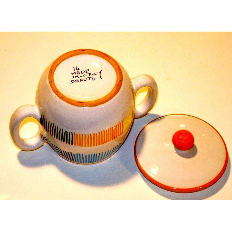 Deruta Ceramic Majolica Arco Sugar Bowl W Lid 10oz
