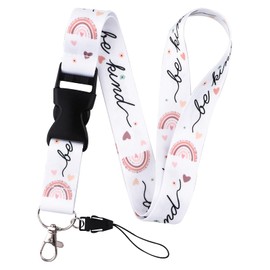 juanooo Breakaway Rainbow Badge Lanyard for Keys & ID Holder Cute Be Kind Key Lanyard for ID Badges Wallet for Women Teachers Girls Nurses Detachable Neck Keychain