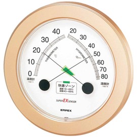 enpekkusu Weather Meter, Temperature and Humidity Meter, Super EX High Quality Hygrometer Wall Made in Japan Champagne Gold Ex – 2738