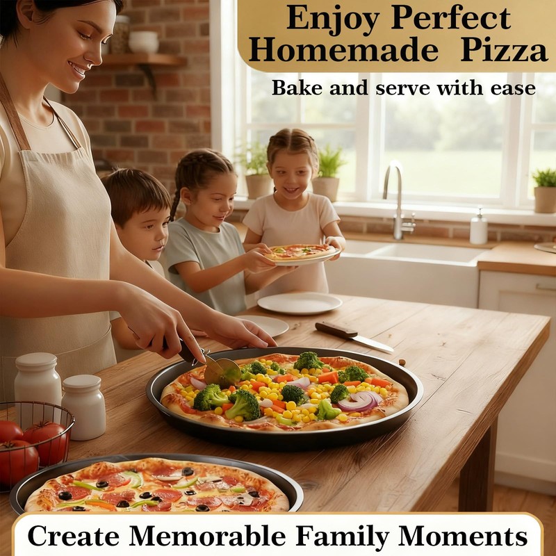 HERMARM 12 Inch Pizza Pan for Oven, 2 Pack Nonstick