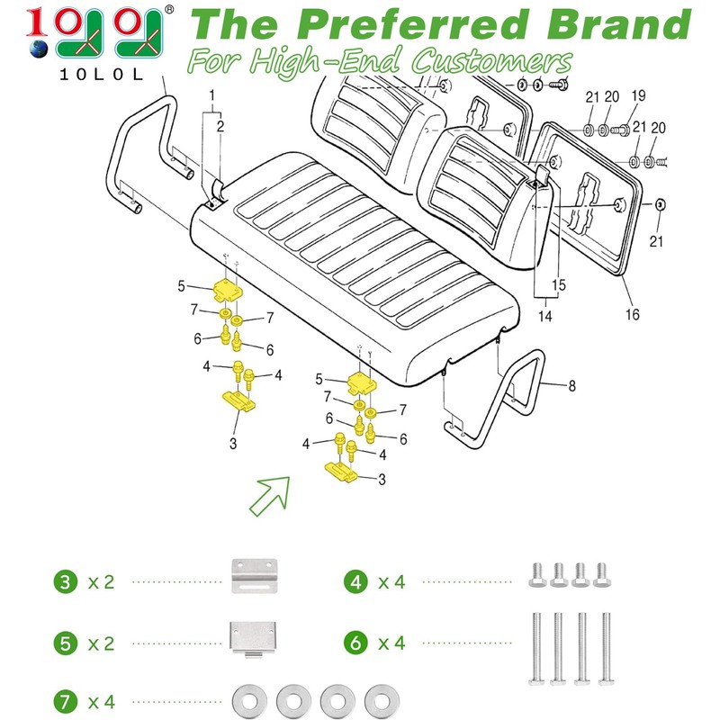10L0L Golf Cart Seat Hinge Set for Yamaha G&E G8,