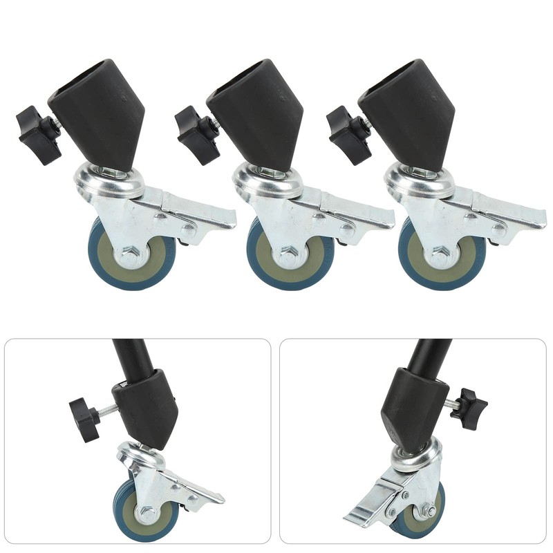 Light Stand Swivel Casters, Universal 22mm 3pcs High Hardness Locking