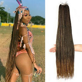 Crochet Box Braids Hair 40 Inch 7 Packs Long Crochet Braids Pre Looped Ombre Honey Blonde Box Braids Synthetic Crochet Braids for Black Women (T27, 40 Inch (Pack of 7))
