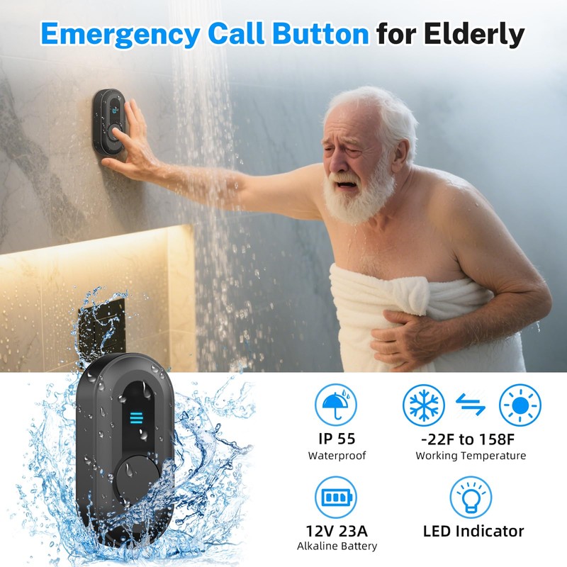 Wireless Caregiver Pager - 500ft Range Nurse Call System with