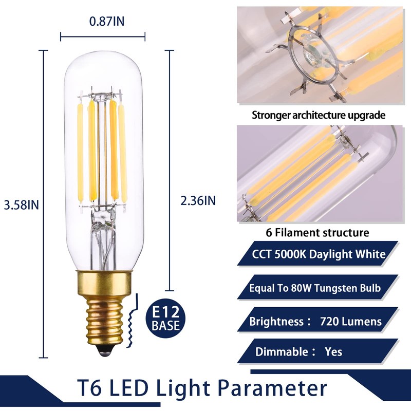 CREATE BRIGHT E12 Dimmable LED Bulb 80W Equivalent Small Candelabra