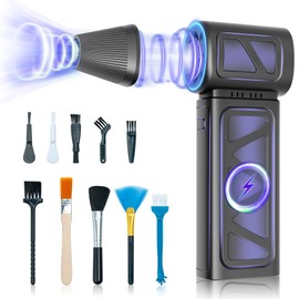 Kitravoxx Compressed Air Duster, 150000RPM Mini Cordless Electric air Duster for Keyboard PC Cleaning, 5 Gear Adjustable Snow Turbo Jet Dryer Blower for Car and Home