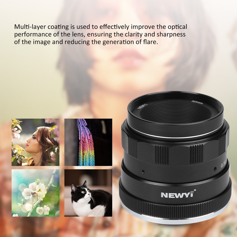 NEWYI 50mm F1.8 E Mount Large Aperture Portrait Manual Lens