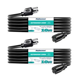 Uofaumei 6 FT Extension Cord Outdoor Indoor Waterproof,16/3 SJTW Black Heavy Duty Extension Cords, 16 Gauge 3 Prong 13 Amp 1625W Power Cable for Outdoor Lights & Lawn, NEMA 5-15P/R, UL Listed, 2 Pack