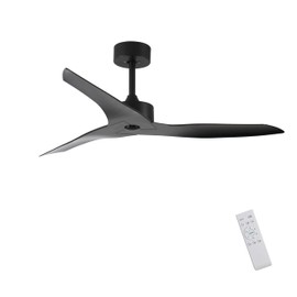 neolun 52" Outdoor Ceiling Fan with Remote Control, 3 ABS Blades, 6-Speed Reversible Motor, Farmhouse Design, Black