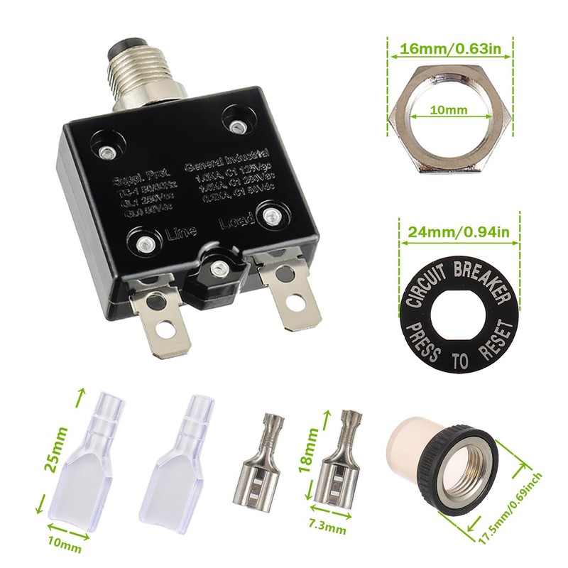 EPLZON 30A Manual Reset Push Button Circuit Breaker 125/250V AC