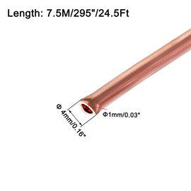 sourcing map Refrigeration Tubing 4mm OD x 3mm ID x 24.5Ft Length Copper Tubing Coil Air-Conditioning Tube