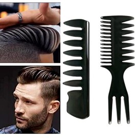Professional Hair Styling Comb Set, Black, Wide Tooth Detangling Combs, 3 Pack, 6.1 Inch Length, for Men's Thick, Curly Hair