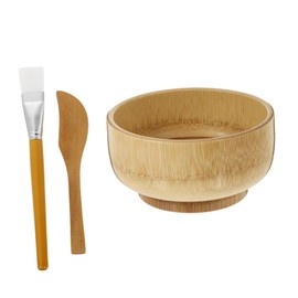 Healeved Diy Facial Mask Bowl Set Mask Mixing Bowl Spatula Brush Wooden Bowl for Mask Making for Spa Home Use